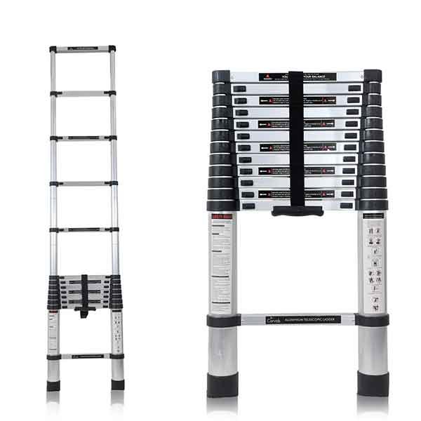 3.8m (12.5 ft) | Portable & Compact Aluminium Telescopic Ladder, EN131 Certified, 13-Steps Foldable Multipurpose Step Ladder for Home & Outdoor use