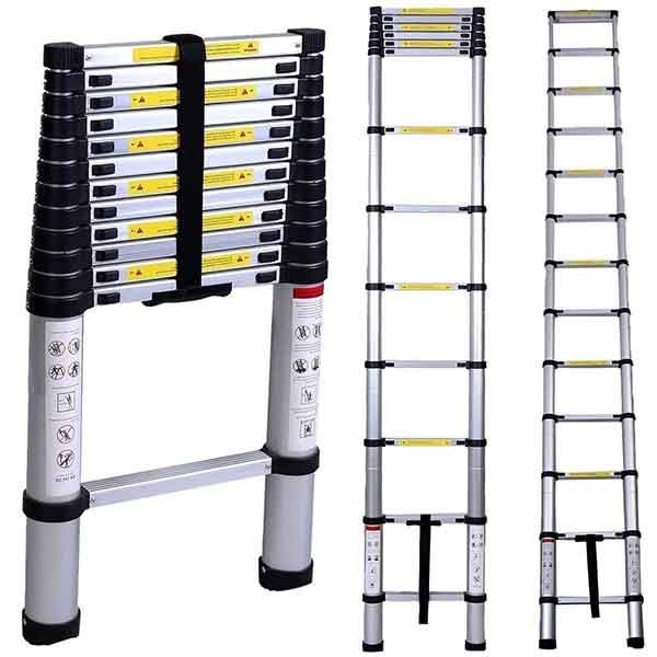 4.4m (14.5 ft) | Portable & Compact Aluminium Telescopic Ladder, EN131 Certified, 15-Steps Foldable Multipurpose Step Ladder for Home & Outdoor use