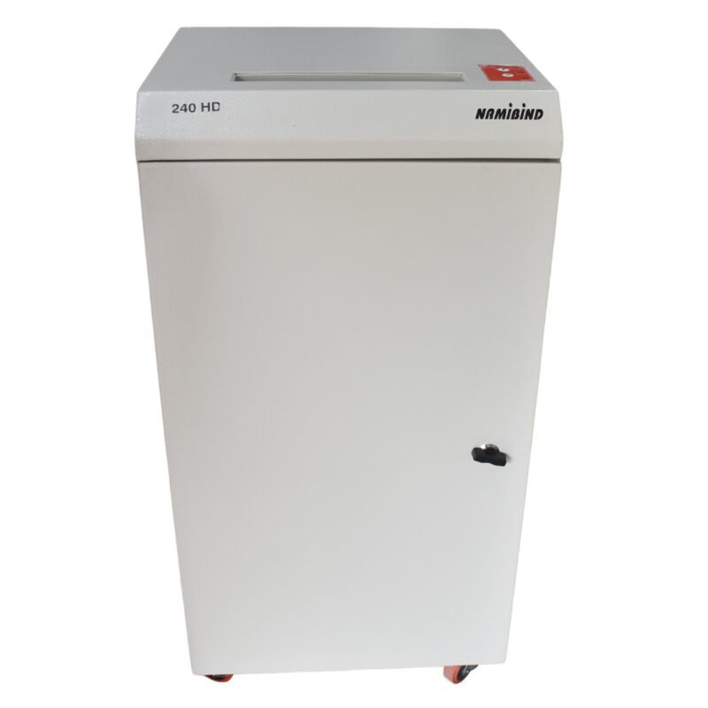 Namibind NB-240 HD Heavy-Duty Strip-Cut Shredder | 50-Sheet Capacity | 8mm Shred Size | 52L Bin | Continuous Run | Bin-Full Sensor | Soundless Operation | Metal Body
