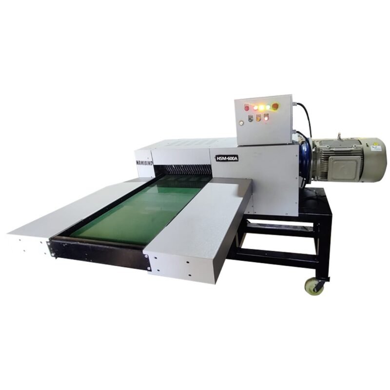 Namibind HSM-600A Industrial Shredder with Conveyor | 460mm Feed Opening | Strip-Cut (8-10mm) | 10HP Motor | 3-Phase Gear Drive | 150-Sheet Capacity | 350 kg/hr Shredding Capacity | EN8 Steel Cutters