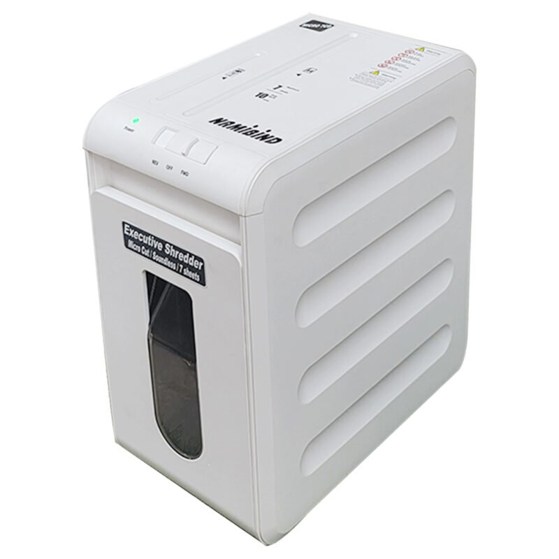Namibind Micro-7CD Microcut Paper Shredder 7 Sheets, 2x9mm Shred Size, 15L Bin, Shreds Paper, CDs, Credit Cards, Staples | Heavy-Duty Office & Personal Use Paper Shredder