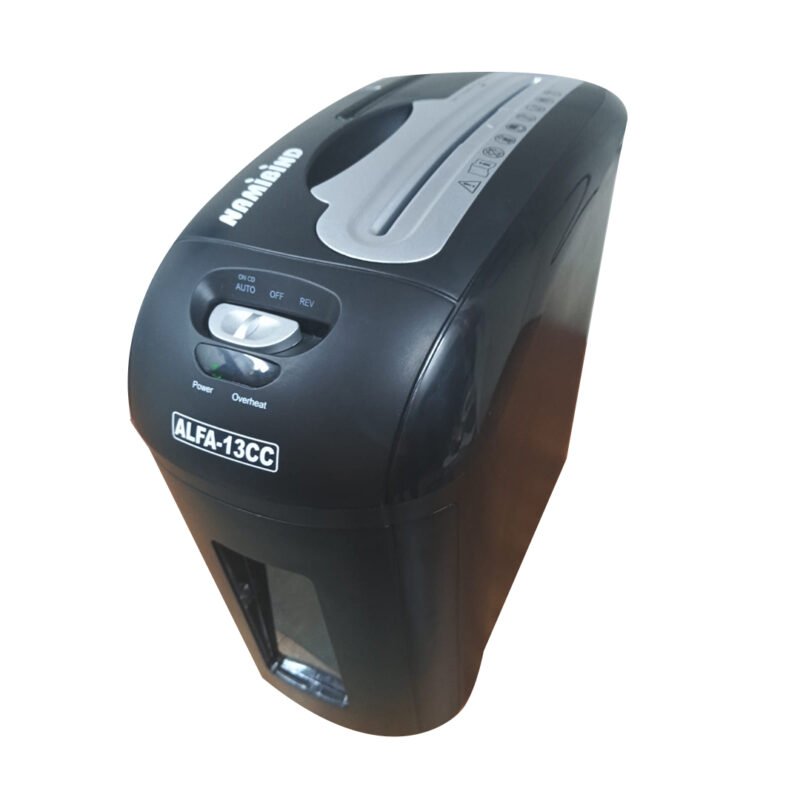 Namibind Alfa 13CC Cross Cut Paper Shredder, 5x16 mm Shred Size, 13-Sheet Capacity, CD & Credit Card Shredding, Ideal for Office & Personal Use