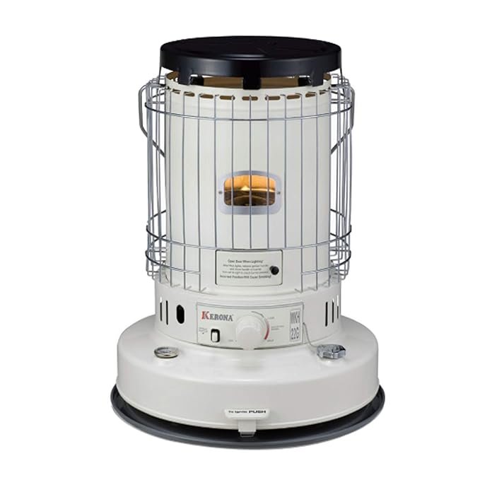 PASECO PS 22G Kerosene Heater, 38㎡ Heating Area, Stainless Steel Burner, 7.2L Tank, Battery Ignition, 6.3 kW Output, 0.66L/hr Fuel Consumption, 8 to 12 hrs Runtime