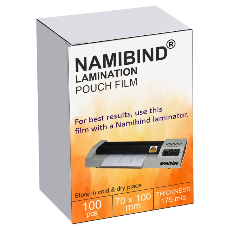 Namibind 70 x 100 mm Thermal Lamination Pouch 175 Micron, Premium Quality, Crystal Clear Lamination ID Card Pouch Pack of 5 (100 Pouches/Pack)